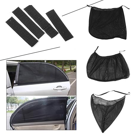 Amazon ラックマット 車用 ウインドーネット 車窓 サンシェード 遮光 日焼け防止 日除け Uvカット 2枚入り 車窓網戸 車中泊 虫除け 簡単着脱 99 断熱 赤ちゃん グッズ保護 左右2点セット サンシェード 車 バイク