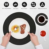 Homcomodar Round Placemats and Coasters Set of 6 Black Braided Woven view 3