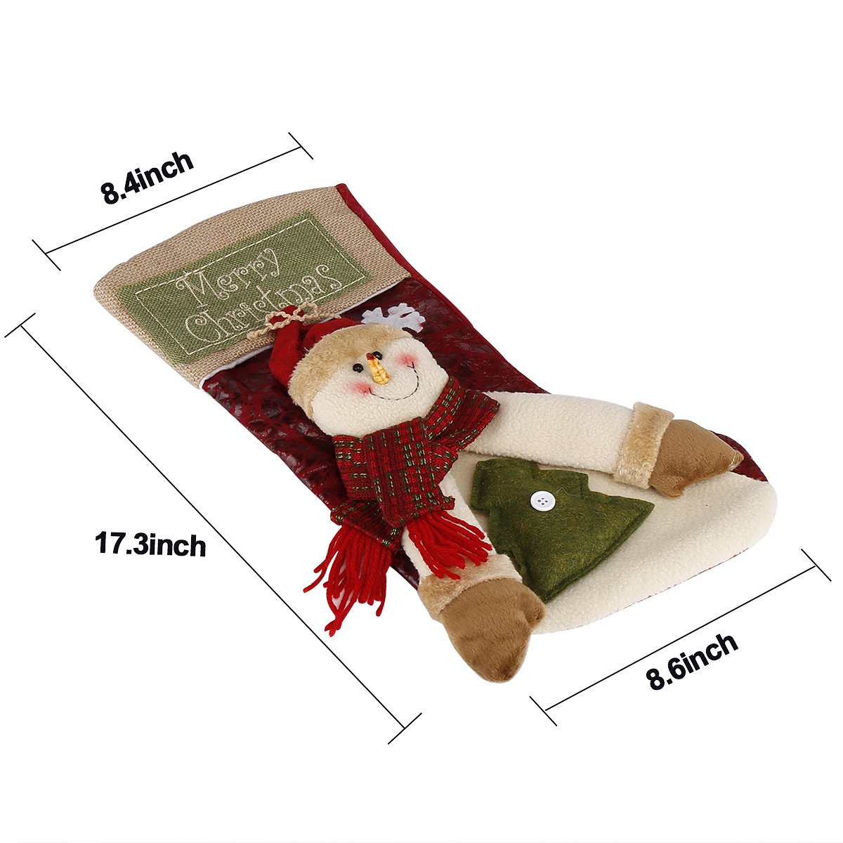 3D Vif Réaliste Rétro Personnalisé Chaussettes de Noël Décoration de la Maison Arbre de Noël Cheminée Suspension Nouvel An Chaussettes de Noël Bonbon de Christmas Présent Décoration Chaussettes (Renne)