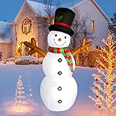 PTS 6FT Inflatable Snowman Outdoor Decoration, Christmas Blow Up Yard Decorations, Built-in LED Lights Inflatables Xmas Holiday Funny Decor for Indoor Lawn Garden