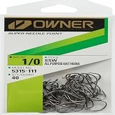 Owner SSW Needle Point Hooks: Black 1/0 Pro Pk