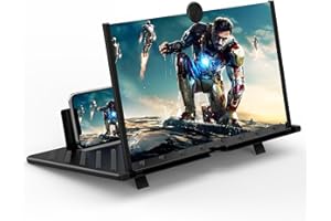 FOPUDY 20" Screen Magnifier,3D HD Mobile Phone Magnifier Projector Screen for Movies, Videos, and Gaming,Foldable Phone Stand with Screen Amplifier,Supports All Smartphones (Black 20inch)