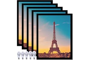 icariery 14x18 Picture Frame Set of 5, Black Photo Frames High Transparent Wall Gallery Desktop Horizontal Vertical for Canvas Collage Photo Poster Certificate 14 x 18 inches