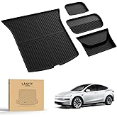 LASFIT Trunk Mats for Tesla Model Y Juniper 2025/2026 Cargo Liners Car Accessories, Custom Fit TPE All Weather Trunk Liners Frunk Rear Sub Trunk Mats Set 4PCS