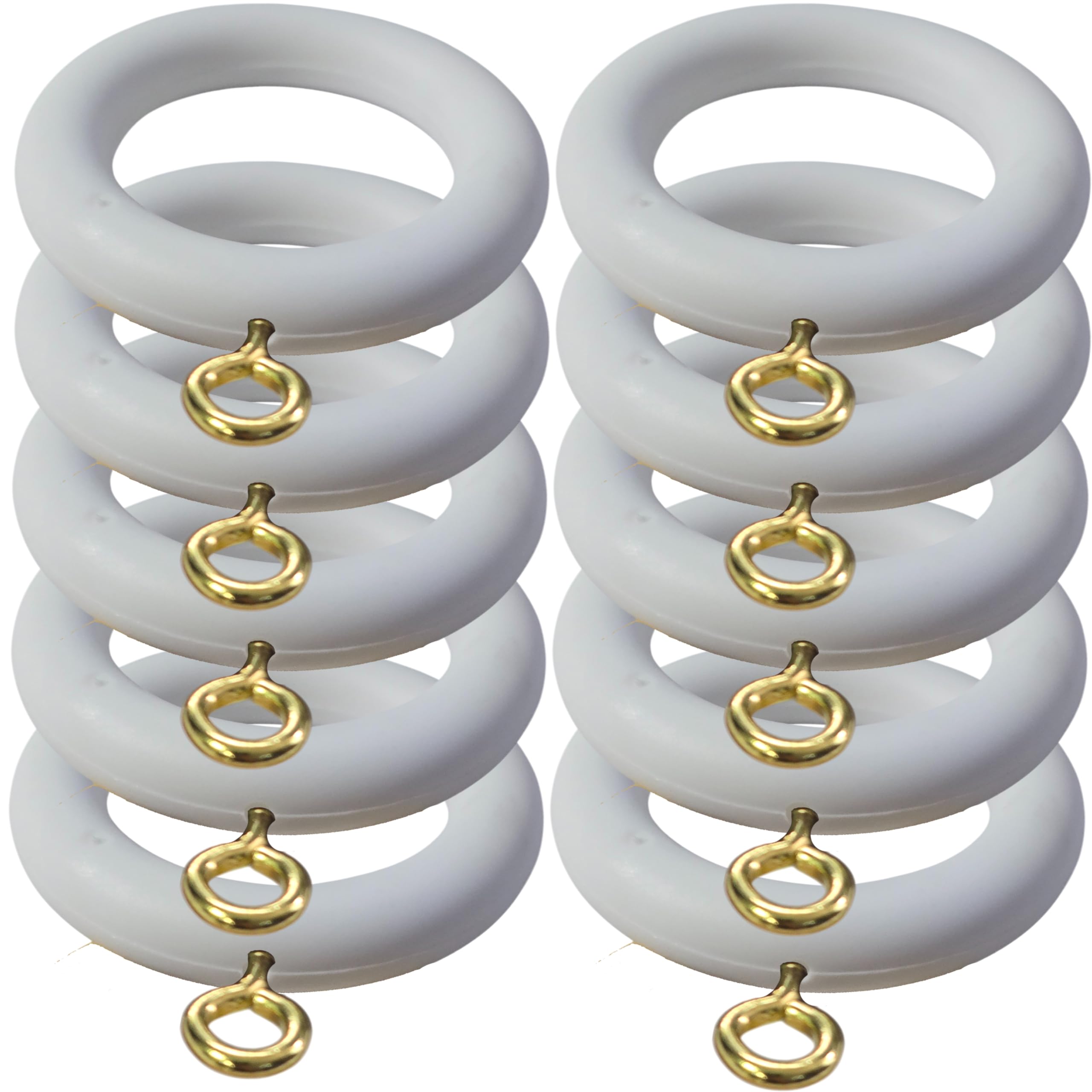 29mm x 45mm White Curtains Rings Drapery Pole with Curtain Loops & Gliders - Easy-Glide Design with Eyelets, Made from Plastic for 22mm Pole (Pack of 10) — image 1