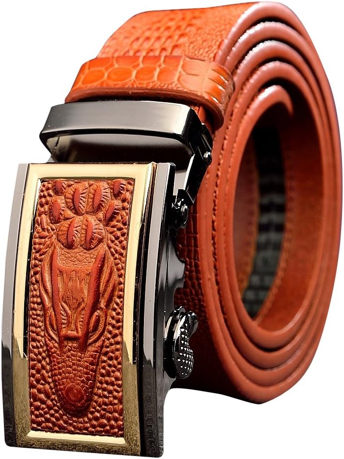 Menschwear Mens Full Genius Leather Belt Adjustable Automatic Buckle 35mm