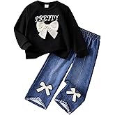 VeryNew Toddler Girl Clothes Sets, 2Pcs Cute Fall Outfit for Little Girls, Long Sleeve Top & Pants for Size 4-8T