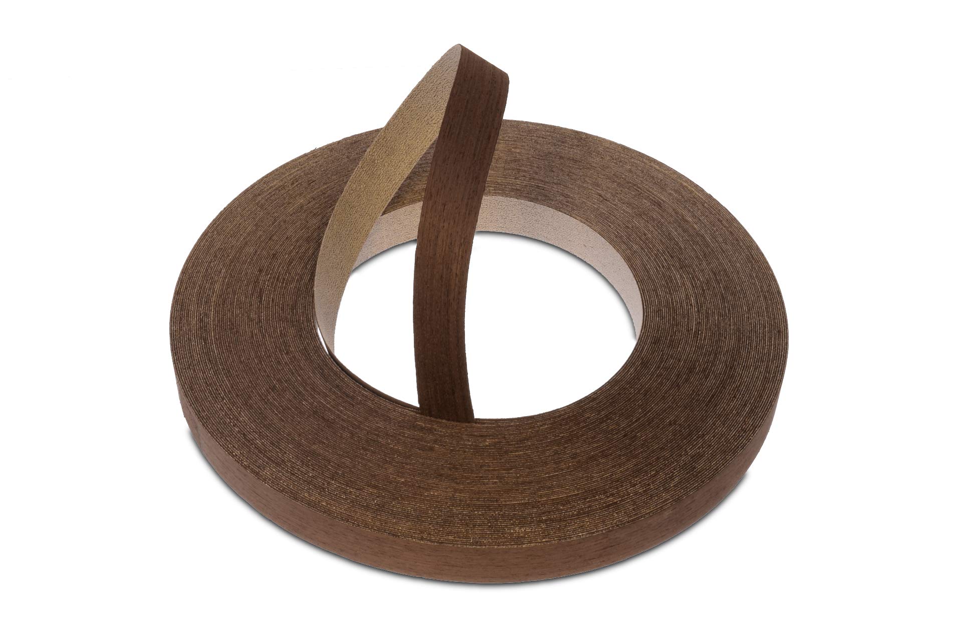 WoodPress® 22mm Real Wenge Dark Brown Wood Pre-Glued Veneer Edging Tape – 50m Trade Roll – Iron-On Wood Application