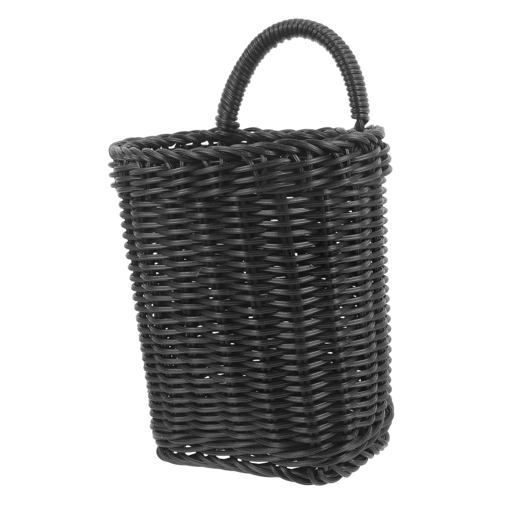 KOMBIUDA Woven Wall Hanging Basket with Handle Versatile Storage for Kitchen Bathroom Door Imitation Rattan Design for Natural Aesthetic for Fruits Vegetables Seasoning