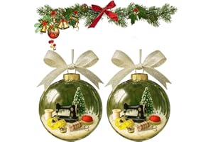 Holiday Sewing Snow Globe Ornament, Vintage Sewing Machine Christmas Tree Decoration, Transparent Ball Christmas Decoration, 