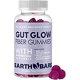 Earth Bare Gut Glow Fiber Gummies – Prebiotic Fiber Supplement with Inulin & Apple Pectin – Sugar-Free, Vegan, & Non-GMO – Magnesium Glycinate for Digestion Health – Berry Flavor – 60 Gummies