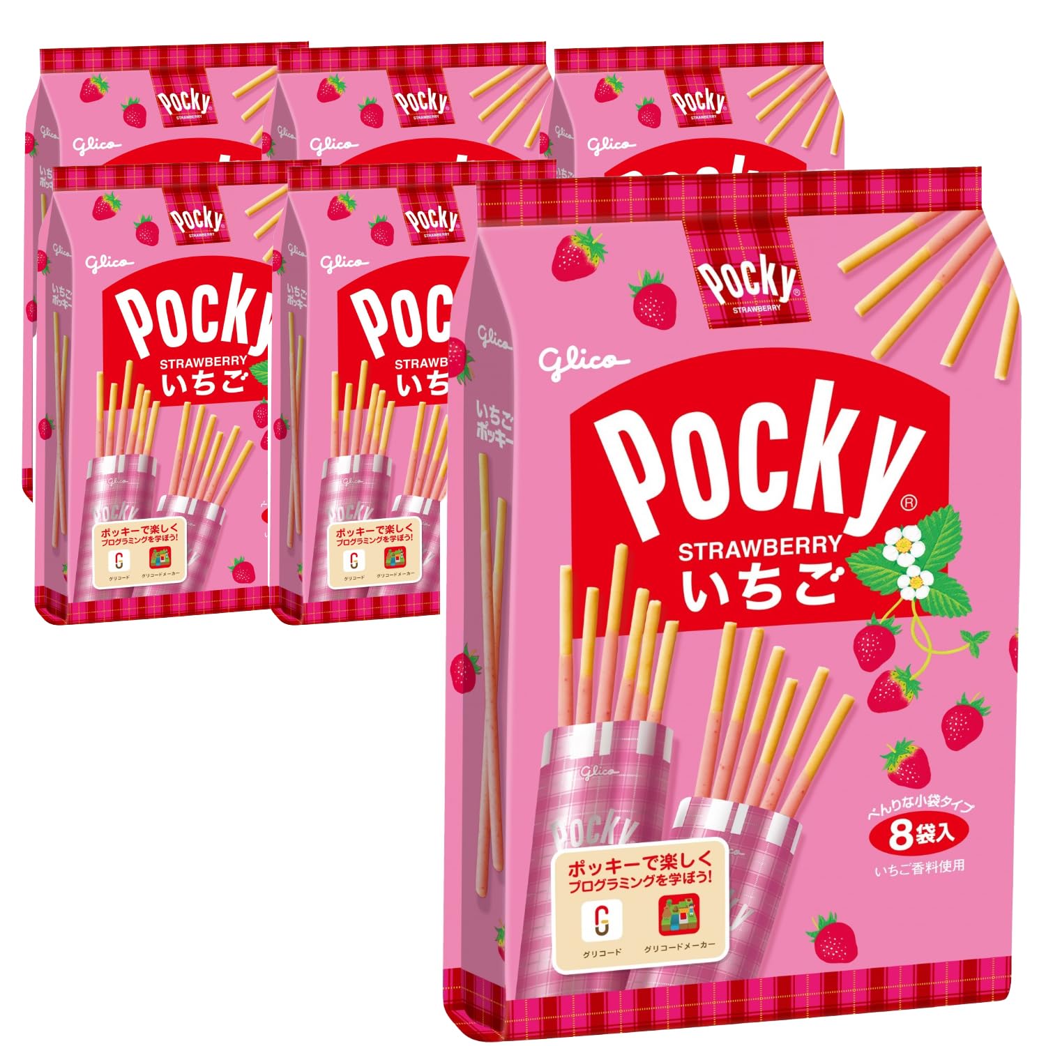 ポッキー いちご 8袋×6個 江崎グリコ 大容量 個包装 いちご お菓子 おかし チョコ チョコレート スナック ギフト バレンタンデー ホワイトデー商品画像