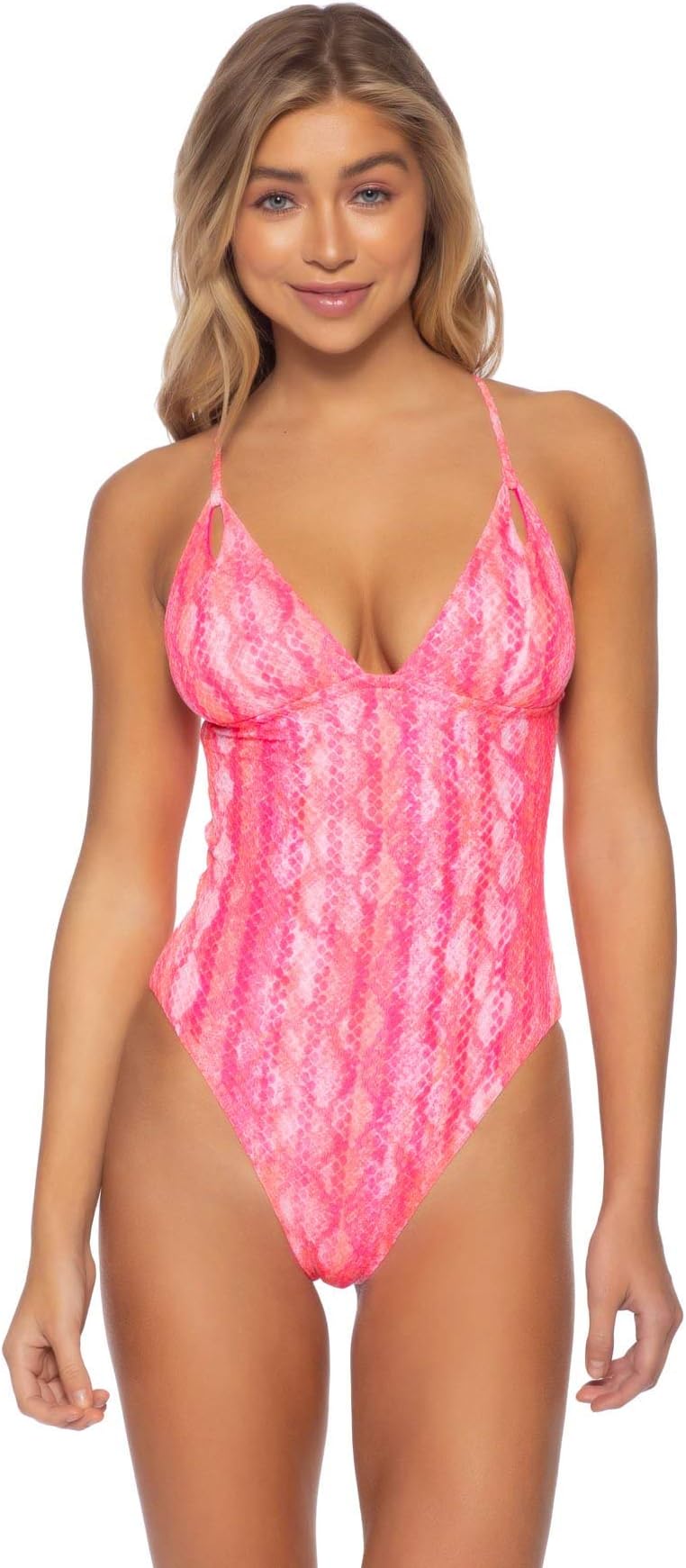 ISABELLA ROSE Women's Vienna Snakeskin Snakeskin Plunge One Piece Swimsuit
