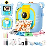 ARNSSIEN Kids Camera Instant Print, 7 Print Paper (4 Color: O/R/G/B+3 B&W), 2.4" Screen Instant Camera for Kids Ages 3-12,1080P, 180°Flip Lens,32GB Card- Christmas Birthday Present for Boys & Girls,M2