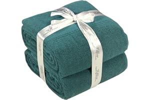 HILLFAIR 600 GSM- 40 x 80 Inches- 100% Cotton 2 Pc XXL Oversized Bath Towel Set- Soft Highly Absorbent Jumbo Bath Sheets Towels Sets- Quick Dry Oversized Bath Towel Sets for Hotel Spa Pool- Teal