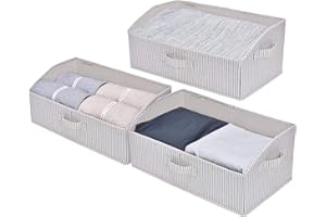 StorageWorks Closet Baskets, Fabric Baskets for Closet Shelves, Foldable Trapezoid Storage Bins, Mixing of Nature & Blue, 3-Pack