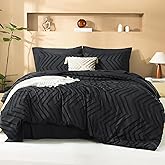 Litanika Black King Size Comforter Set with Sheets - 7 Pieces Bed in a Bag King Tufted Complete Bedding Sets with Comforter, Sheets, Pillowcases & Shams
