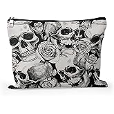 Cafl Human Skulls Makeup Bag Travel Large Death's Head Cosmetic Bag Organizer toiletry Essentials Jewelry Zipper Bag Gift For Women -10×8 inch