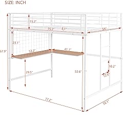 BIADNBZ Full Loft Bed with Built-in L-Shape