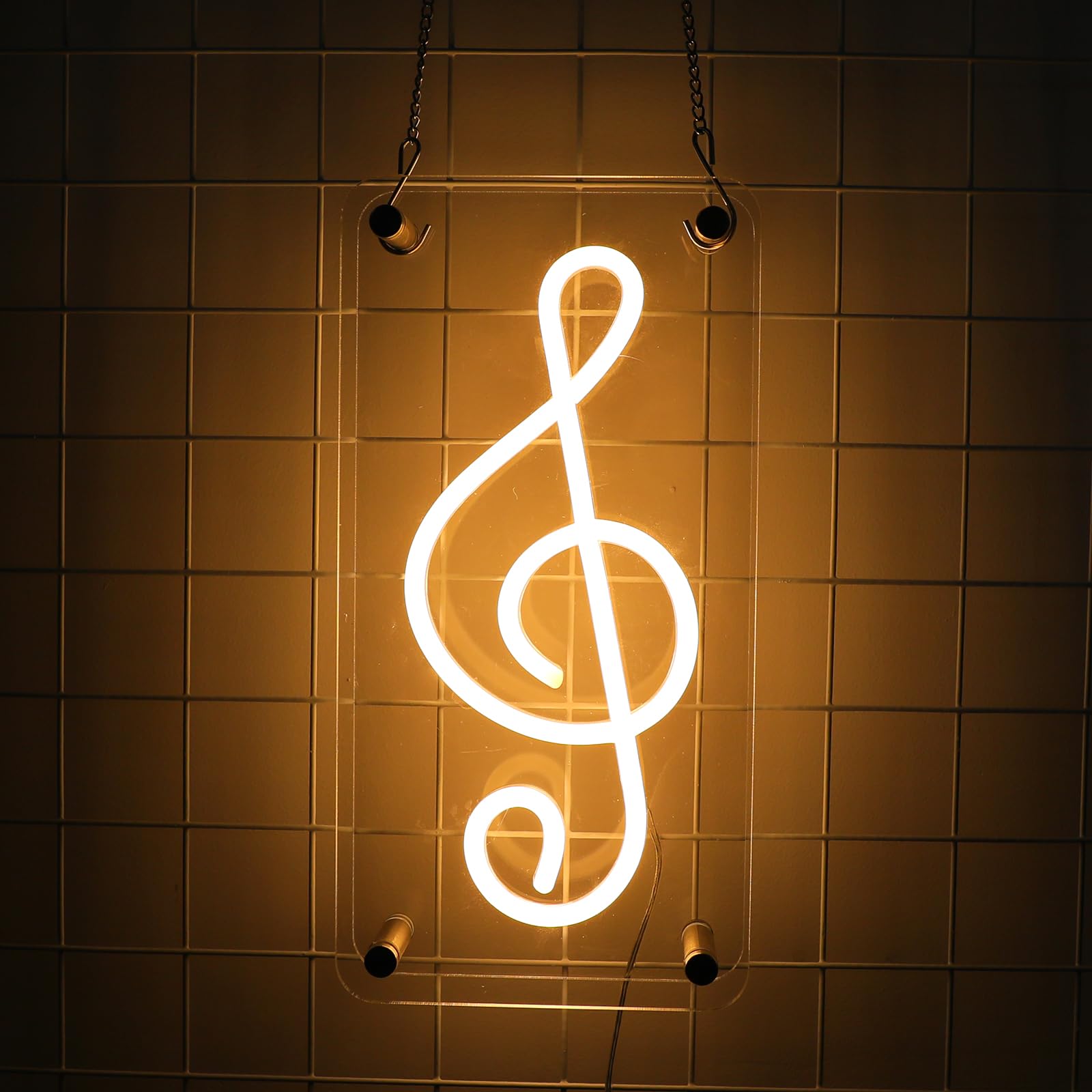 WIOSOUL Dimmable Music Note Neon Lights - USB Powered LED Lightbox Signs for Wall, Table Decor, Bar, Music Studio, Party, Christmas