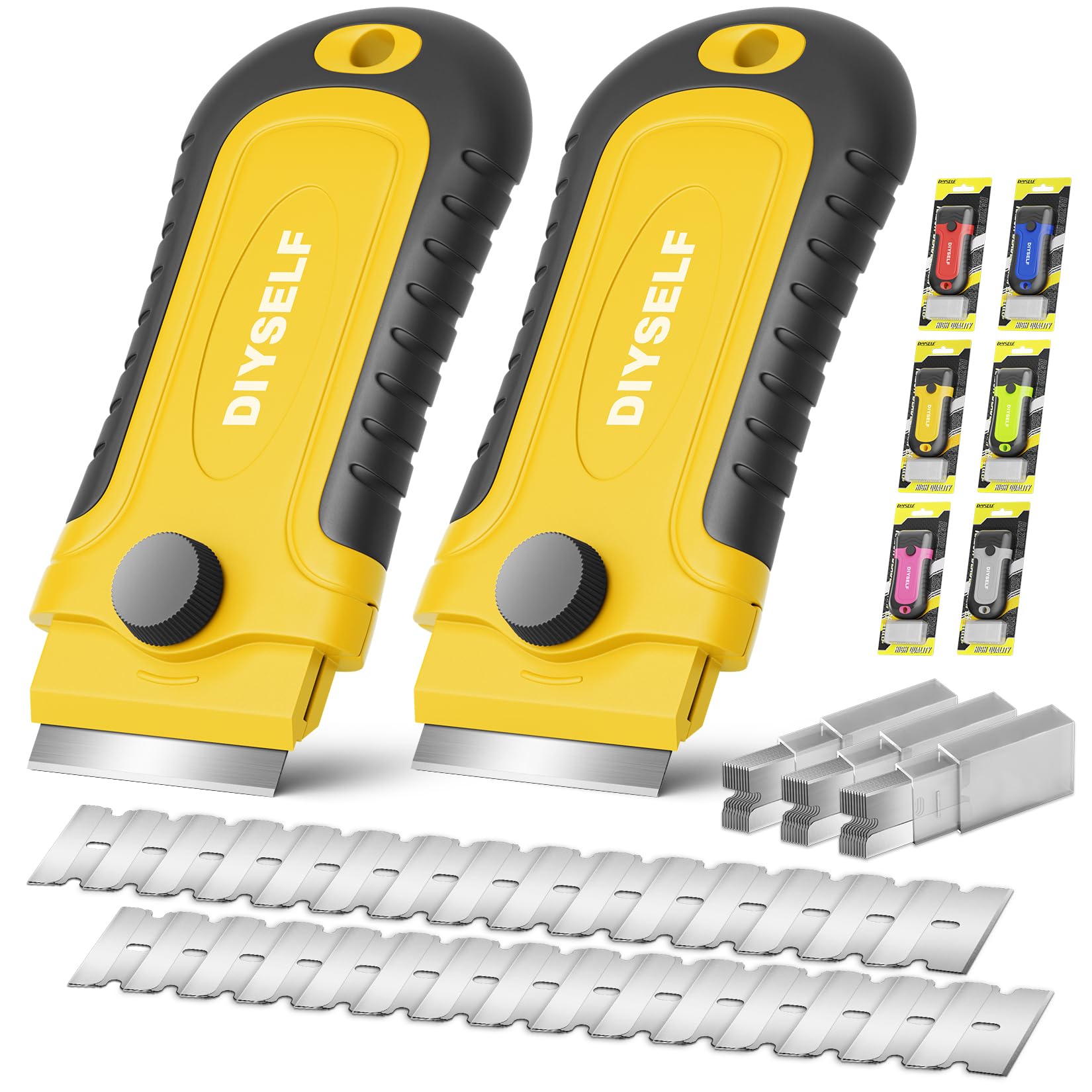 Photo 1 of DIYSELF Razor Blade Scraper | Scraper Tool for Cleaning, Glass, Stickers | 2 Pack Scraper with 30 Pcs Extra Single-edged Razor Blades | Paint Scraper | Razor Scraper | Glass Scraper
