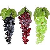5 Bunches Artificial Fake Grapes With Vines – 36 Kernels Each, Lifelike Rubber Fruit Decor For Kitchen, Party, Home