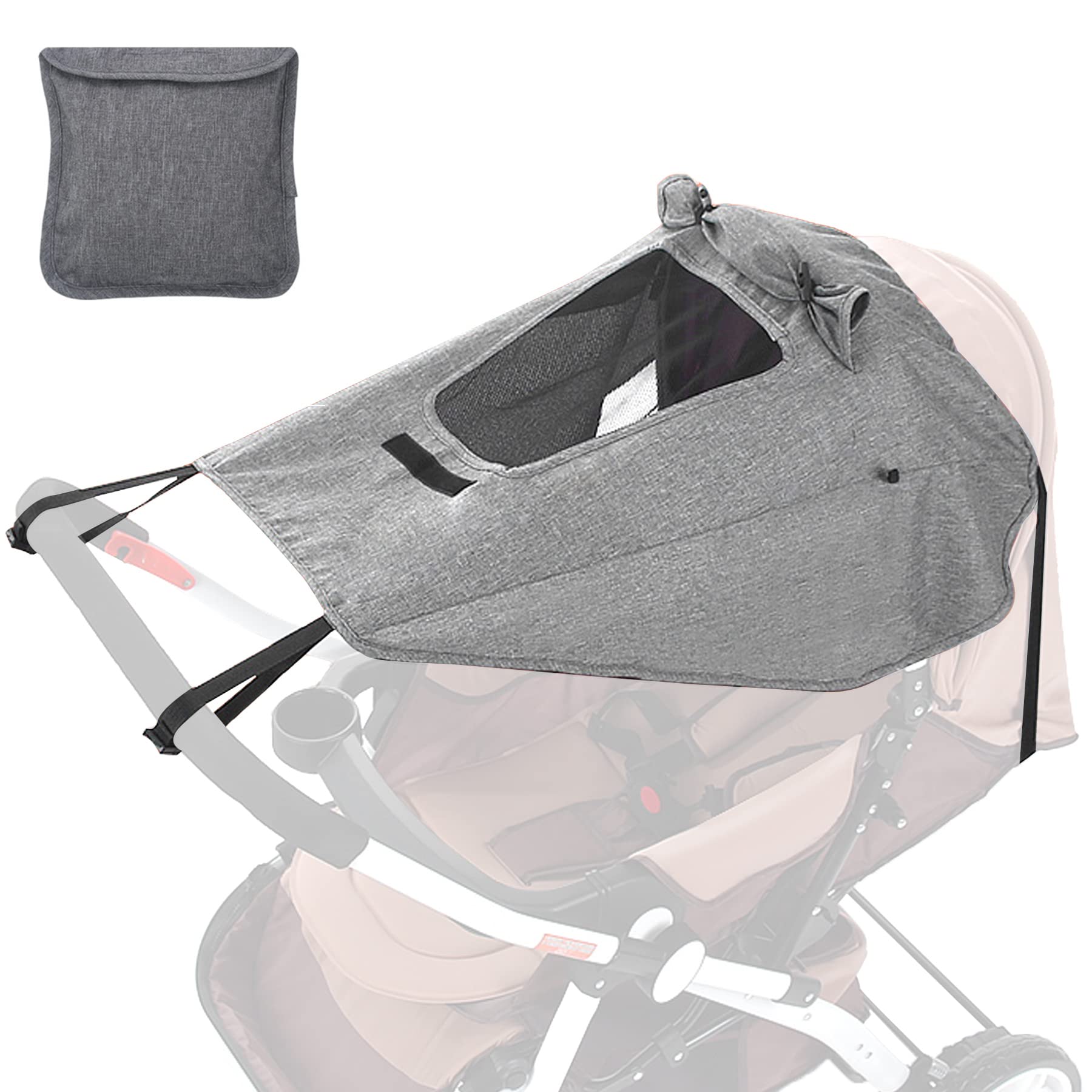 Sun Sail for Pushchairs with UV Protection 50+, Pushchair, Adjustable Awning, Universal with Viewing Window and Extra Wide Shade Wings, Double Layer Fabric, Waterproof, Dustproof, Windproof