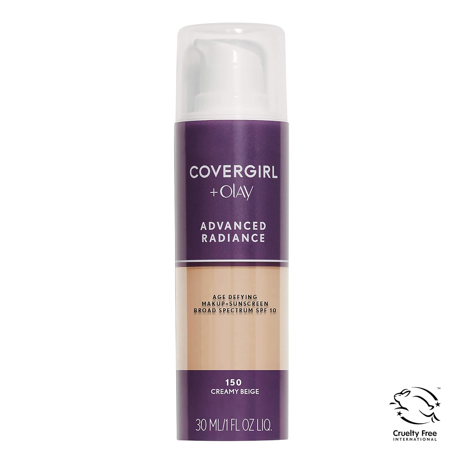 COVERGIRL Advanced Radiance Age Defying Foundation Makeup Creamy Beige, 1 oz
