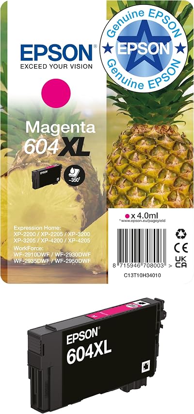 Epson 604XL Pineapple Magenta Ink Cartridge Genuine