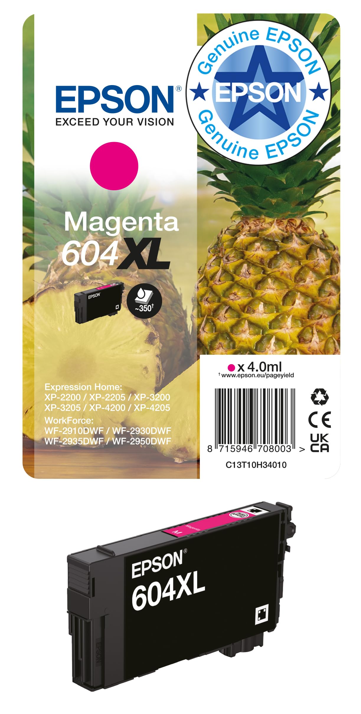 Epson 604XL Pineapple, Genuine Magenta Ink Cartridge
