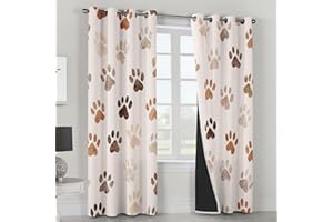 Dog Paw Print Curtains for Living Room - Girls Boy Footprint Curtains Blackout 72 Inch Long, Cute Dog Paws Bedroom Decor, The