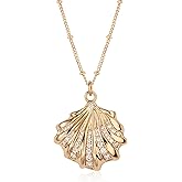 Fettero Gold Necklace for Women 14K Gold Plated Boho Beach Neckalce Charm Starfish Seahorse Conch Ocean Pendant Necklace Adjustable Chain Necklace Beach Jewelry for Women Gift