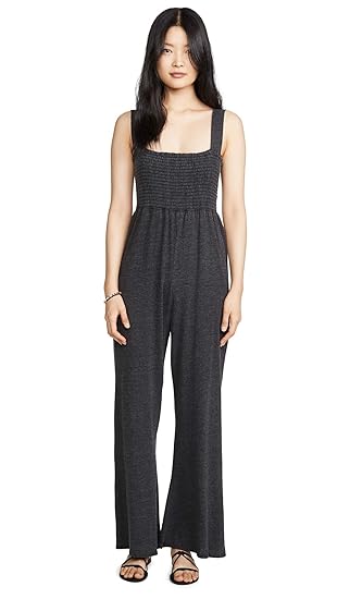 black smocked jumpsuit