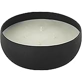 Deco 79 Metal Decorative Candle Eucalyptus Spa Scented Textured 34oz 4 Wick Aromatherapy Candle with White Wax, Wax Aromatherapy Candle 7" x 7" x 3", Black
