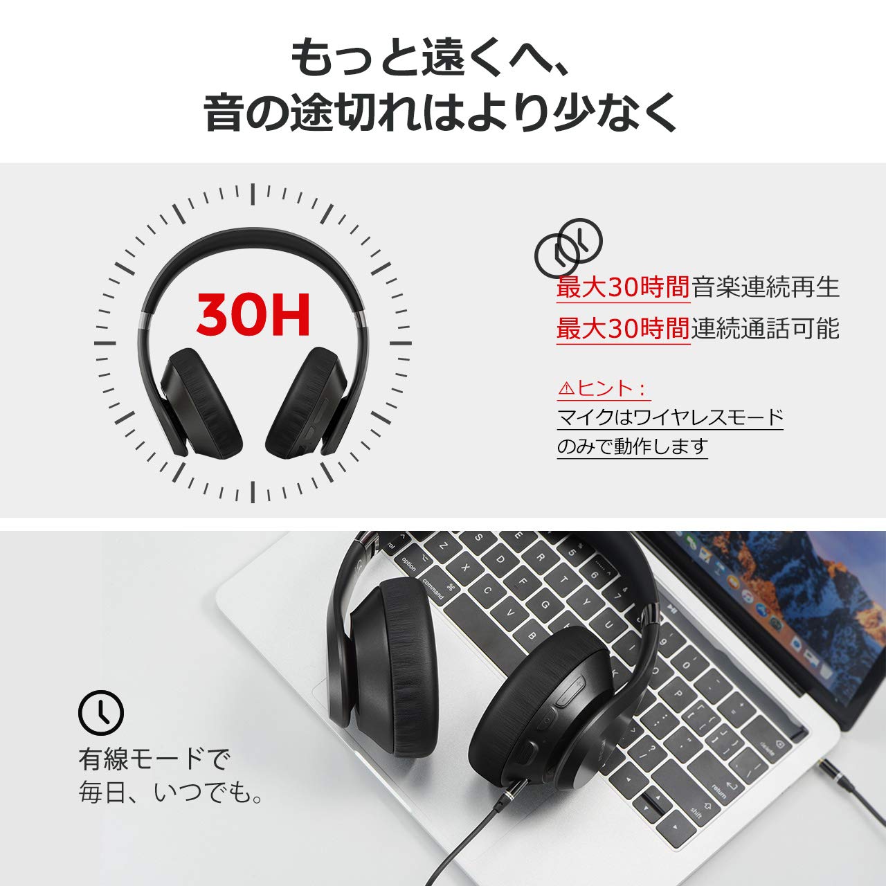Mpow H20 ヘッドホン Bluetooth 5.0 ワイヤレス ヘッドホン 密閉型 高音質 デザイン賞2019受賞 ブラック