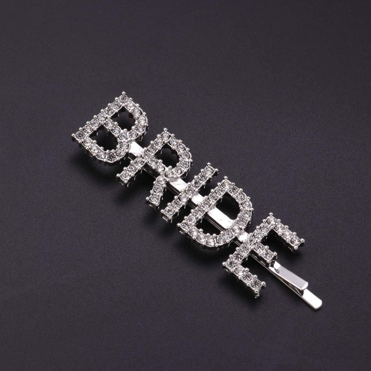 Lurrose 2pcs Letter Shape Hair Clips Rhinestone Hair Pin Bright Elegant Bobby Pin for Girls Women Wedding Guest - Image 5