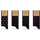 RAFRAY Bamboo Viscose Dress Socks – Classic Designs – Men's Premium Crew Socks in Gift Box, 4 Pairs, Size US Men's 7-11