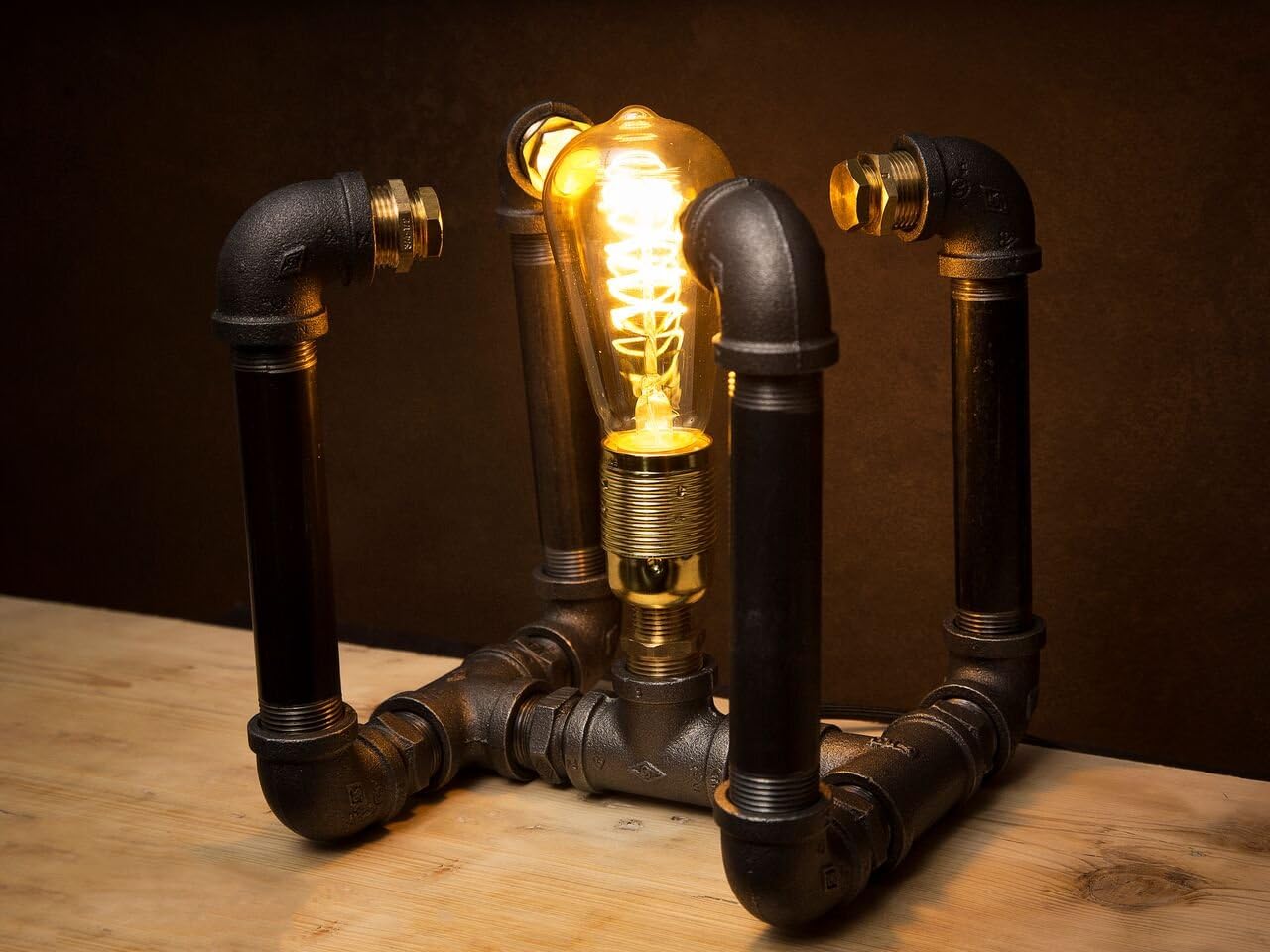 Black Industrial E27 Iron Pipe table or desk Lamp - Free UK shipping