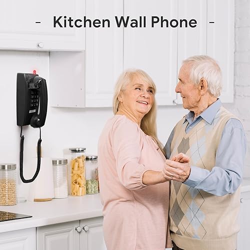 Retro Wall Phones for Landline with Loud Mechanical Ringing Sangyn Vintage Wall Mount Phone with Volume Adjustable Old Fashioned Corded Landline Telephone for Home School Hotel Office, Red Retro Wall Phones for Landline with Loud Mechanical Ringing Sangyn Vintage Wall Mount Phone with Volume Adjustable Old Fashioned Corded Landline Telephone for Home School Hotel Office, Red