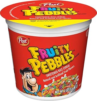 Amazon Com Post Fruity Pebbles Gluten Free Cereal Cups 2 0 Ounce 12 Count Prime Pantry