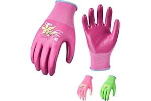 VGO... Vgo 3Pairs Ladies' Nitrile Coating Gardening and Work Gloves (Size M, Green & Pink & Purple, NT2110)