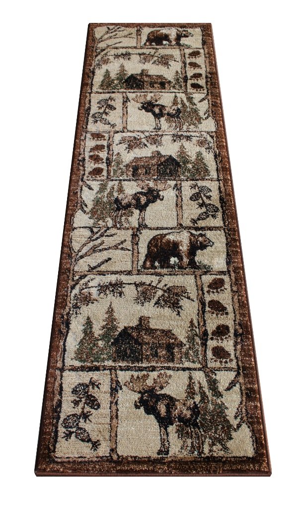 Area Rug Runner Moose Bear Wildlife Cabin Lodge Home Decor Rustic Gift