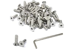 iexcell 50 Pcs 1/4-20 x 3/4" Stainless Steel 304 Hex Socket Flat Head Cap Screws Bolts Kit