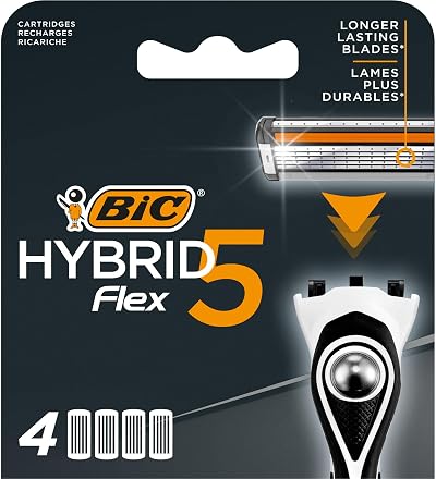 BIC Hybrid 5 Flex Shaver Refills 5 Blades Aloe Vera Vitamin E Box of 4