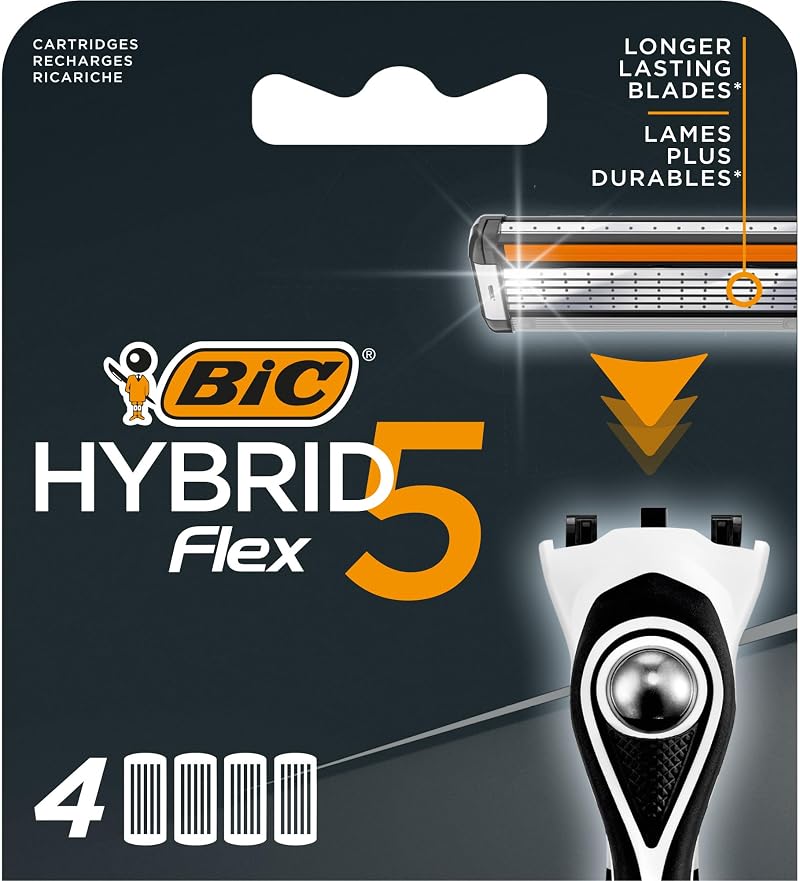 BIC Hybrid 5 Flex Shaver Refills 5 Blades Aloe Vera Vitamin E Box of 4