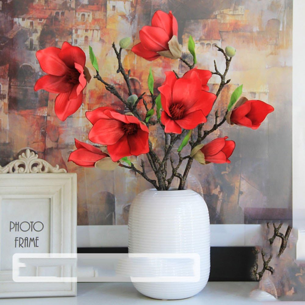 XPHOPOQ Artificial Flower Orchid Dried Flower Silk Flower Bundle Ceramic Vase Decoration Blue