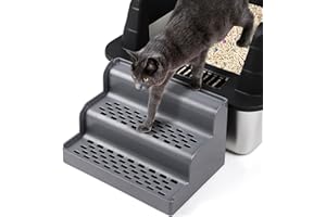 Bartuke Cat Litter Box Ramp, 3-Step Cat Step for Litter Box with Filter Function, Removable Tray, Washable and Easy to Clean,