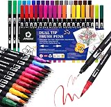 Artecho 36 Dual Tip Brush Pens - Nylon Tip Dual-Line Markers for Artists view 1