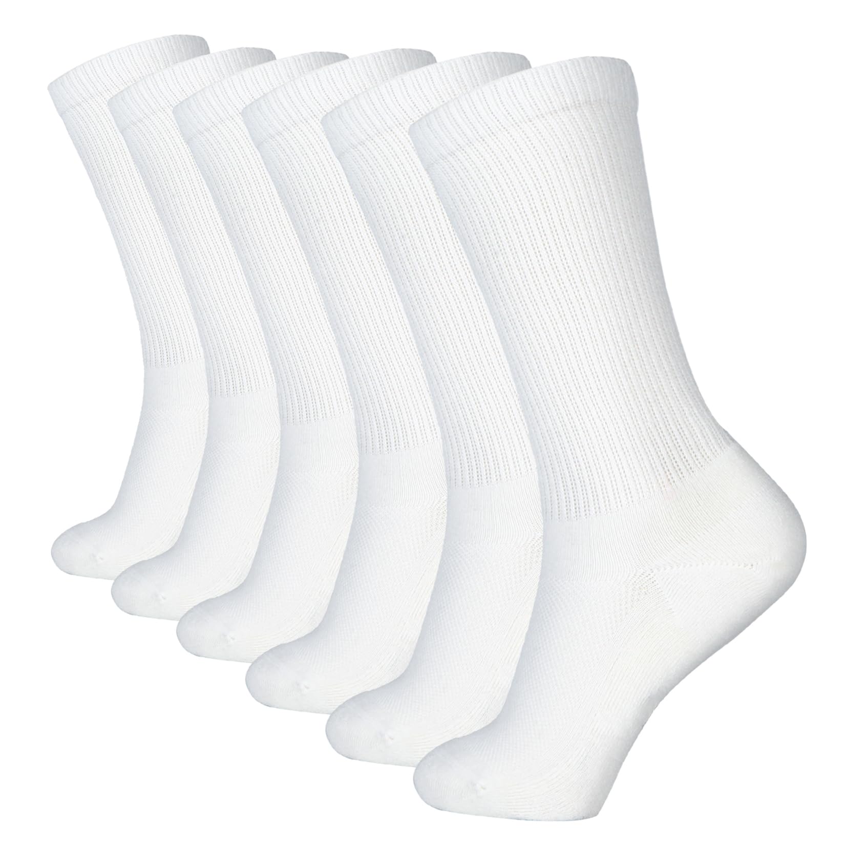 Photo 1 of +MD Bamboo Rayon 6 Pairs Socks for Men and Women, Soft Casual Smell Control Cushioned Calf Crew Men Dress Socks 6White9-11