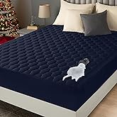 Utopia Bedding Waterproof Mattress Protector, Queen Mattress Pad, Noiseless Quilted Fitted Cover with Deep Pocket Stretches up to 16 Inches (Navy)